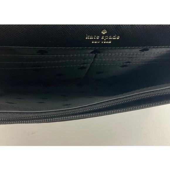 Kate Spade Black Crossbody Purse Metallic Fabric Flap Closure Gold Chain Handbag - Picture 7 of 10